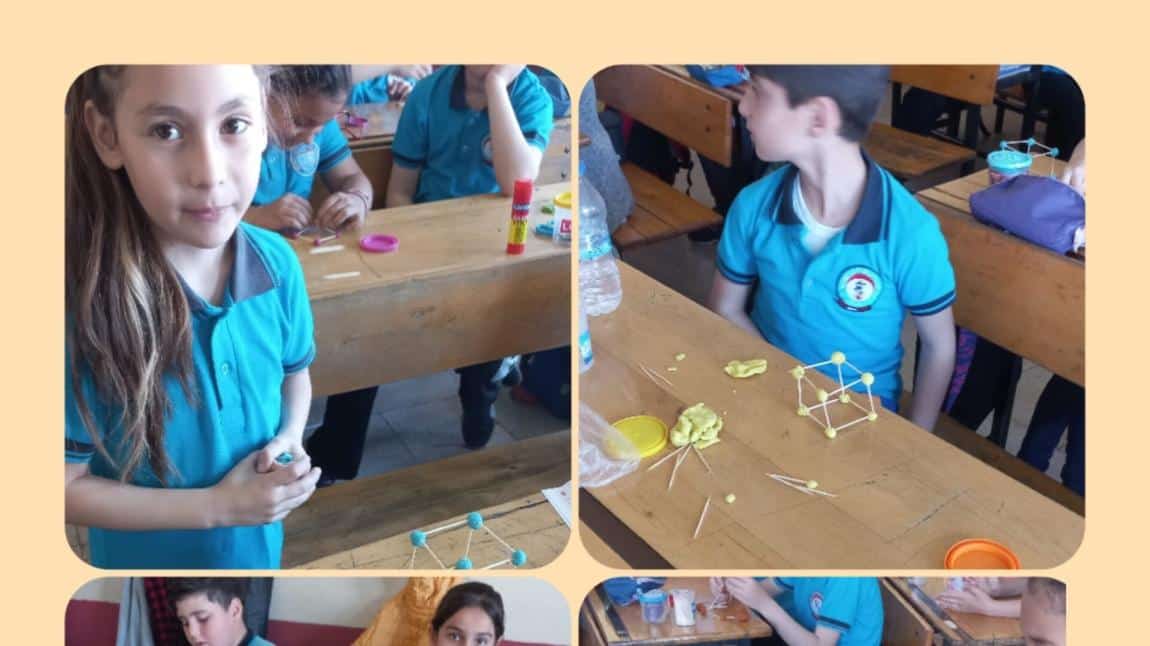 3-D sınıfı öğrencilerimiz hamur ,kürdan kullanarak geometrik cisimlerin köşelerini,yüzlerini, ayrıtlarını oluşturdular